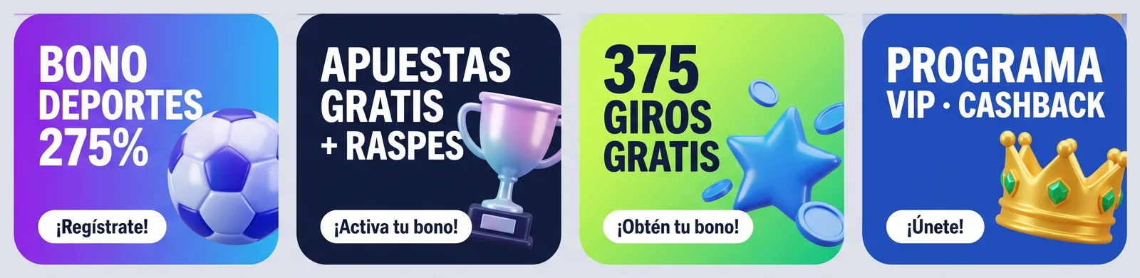 Tira de 4 banners de promociones de Jugabet